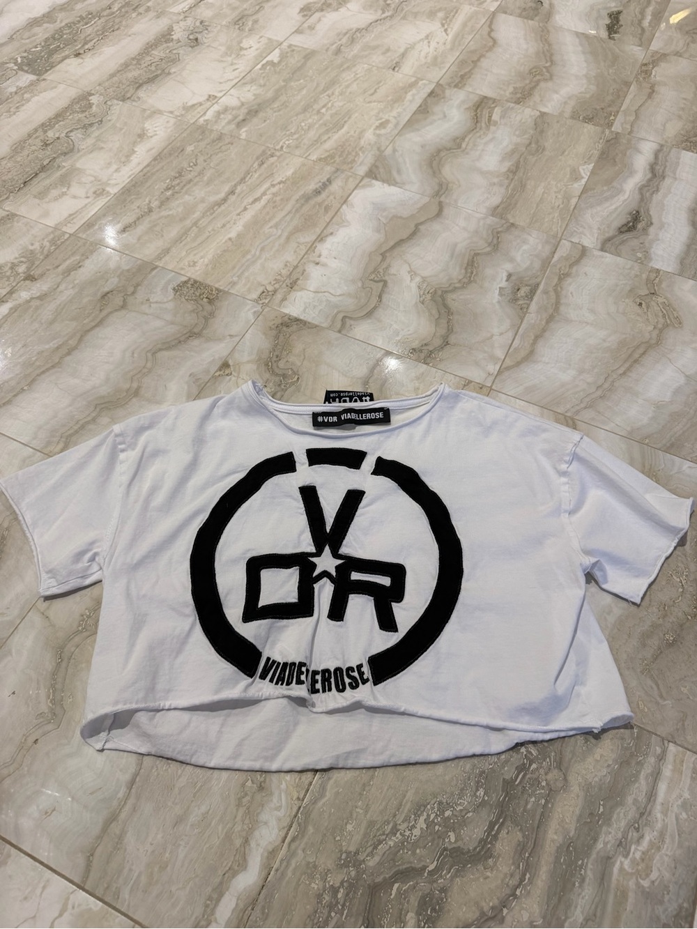 VDR White Logo Crop Tee